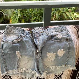 Denim mom shorts